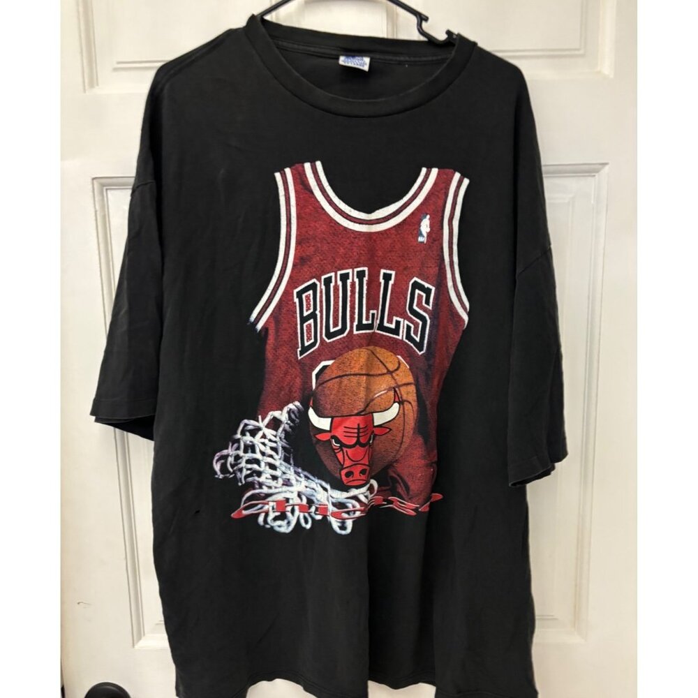 Vintage Starter Chicago Bulls Graphic T-Shirt Mens XXL see and read